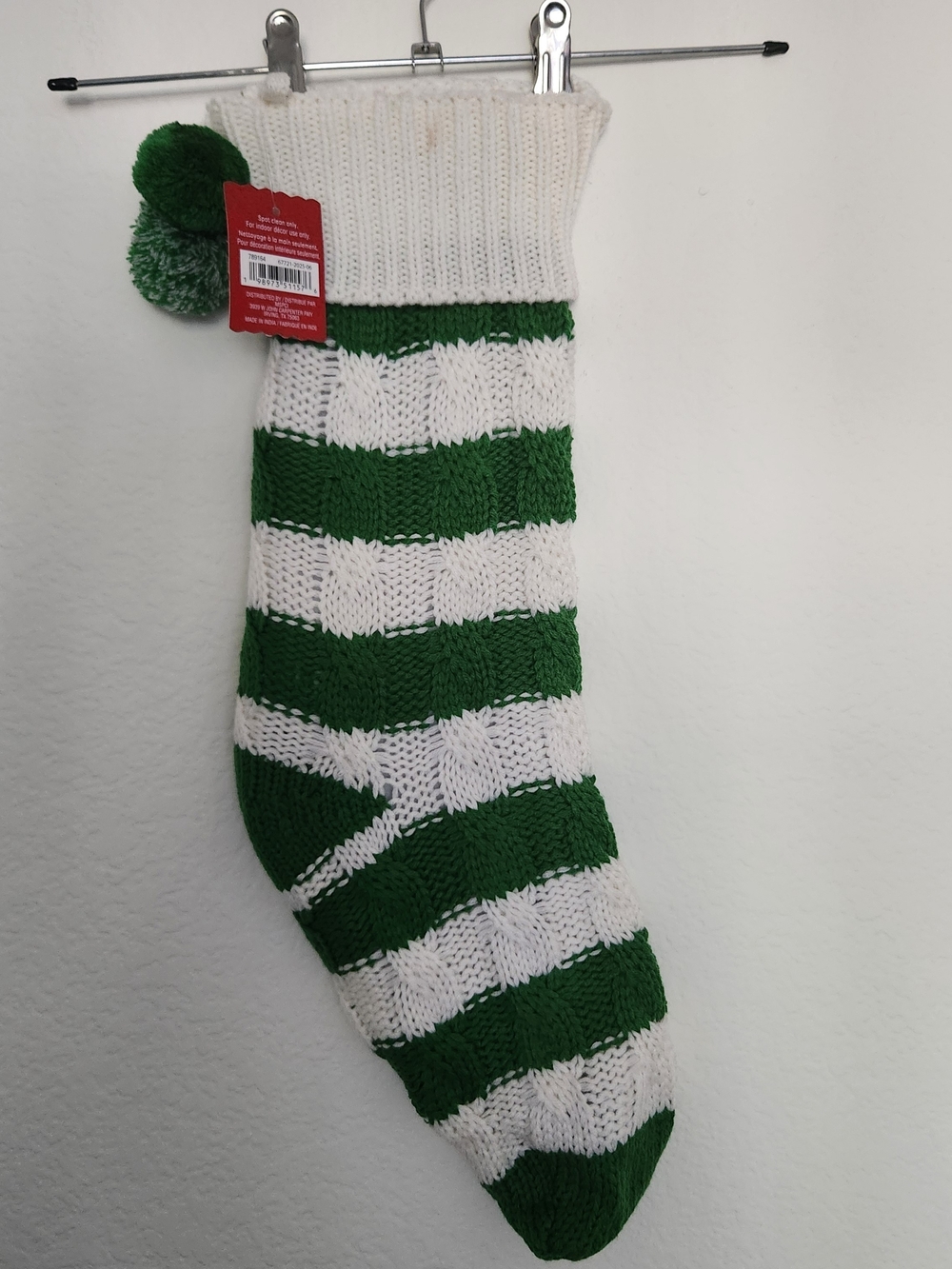 Ashland Christmas Noel Holiday Stocking Knit Green And White Striped